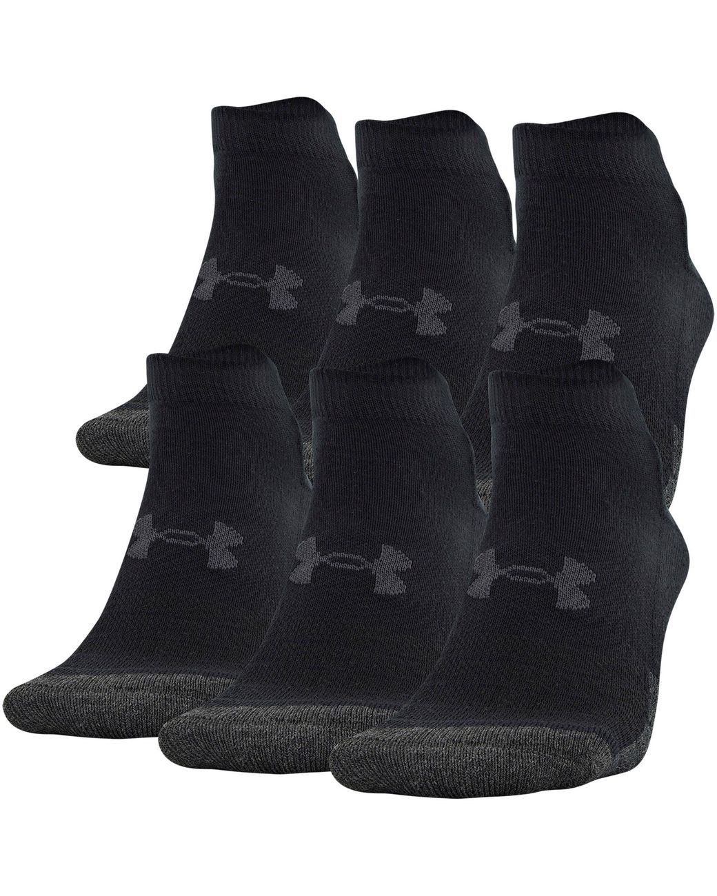 Under Armour Adult Performance Tech Low Cut Socks 6 Pack in Black for ...