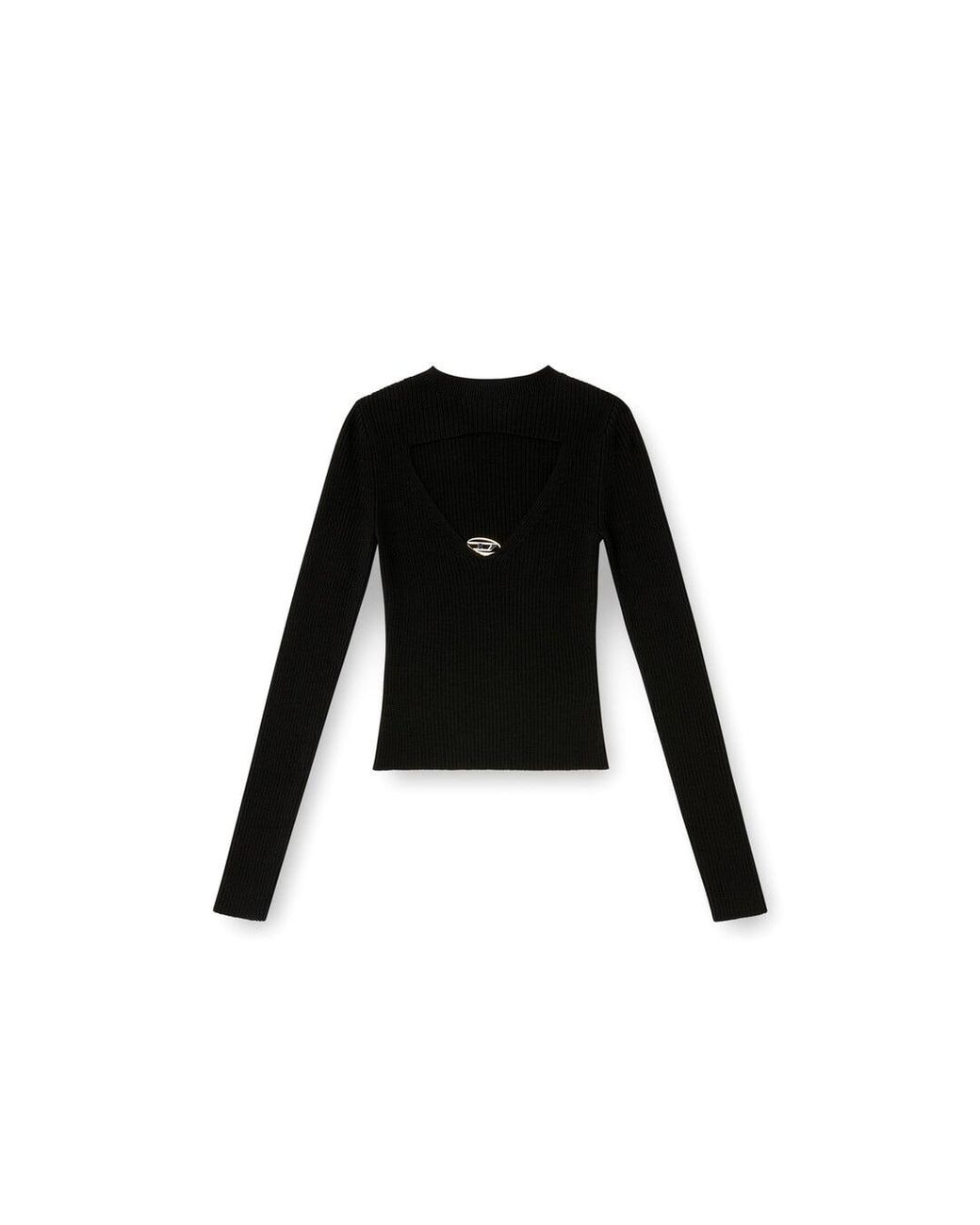 DIESEL Black Ribbed Wool Jumper With Cut-Out