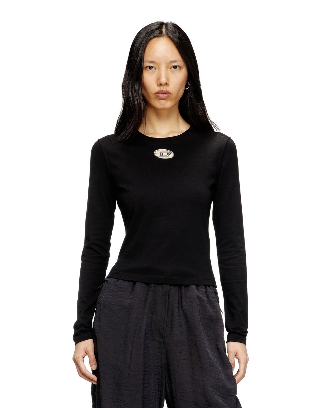 DIESEL Black Long-Sleeve Top With Oval D Cut-Out