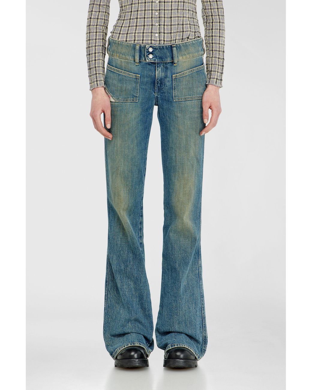 DIESEL Blue Bootcut Jeans Low Waist D-Hush, Medium, Zip Fly