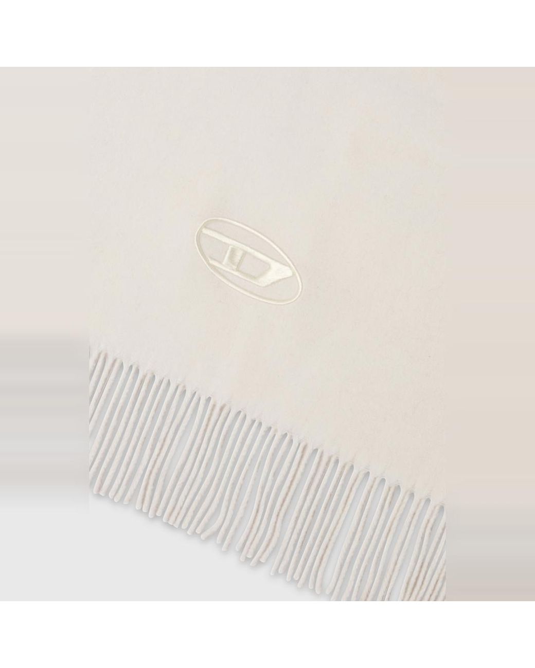 DIESEL White Schal Aus Wollmischung Mit Fransenabschlüssen