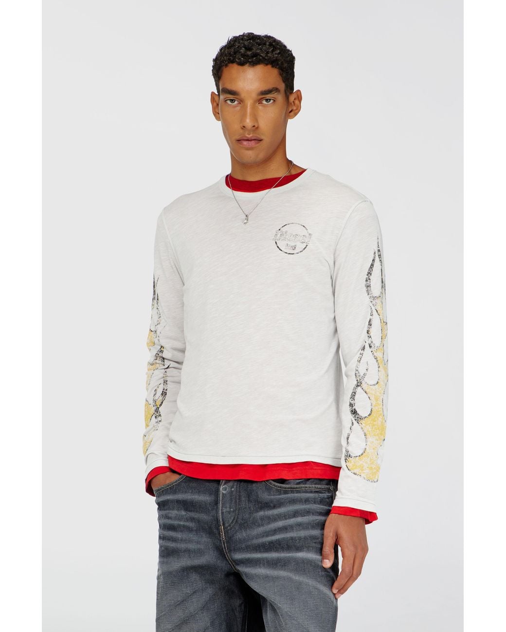 DIESEL White Long-Sleeve T-Shirt for men