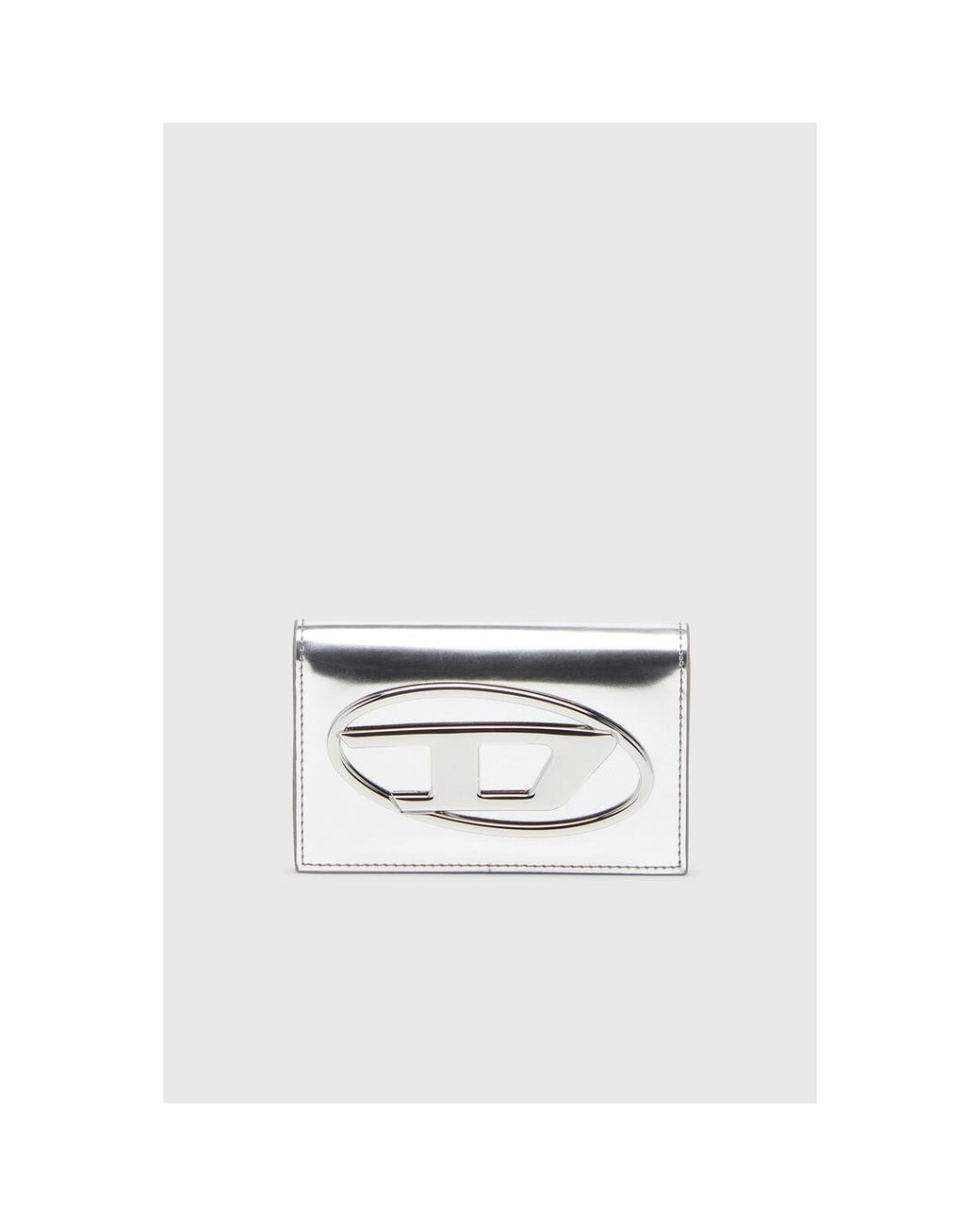 DIESEL White Metallischer Lederkartenhalter