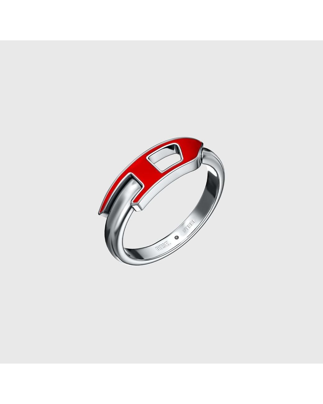 DIESEL Red Stainless Steel Band Ring