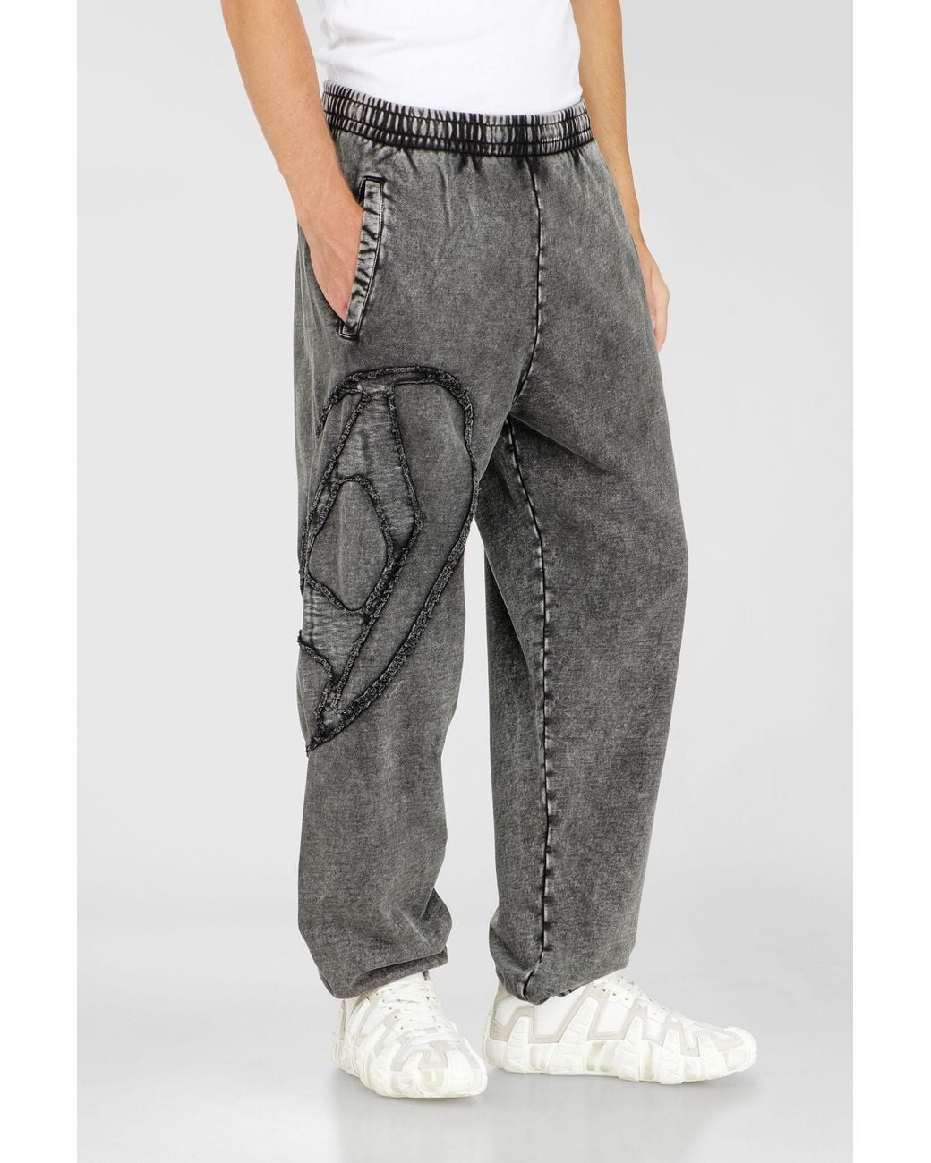 DIESEL Gray Organic Cotton Sweatpants With Oval D Patch for men