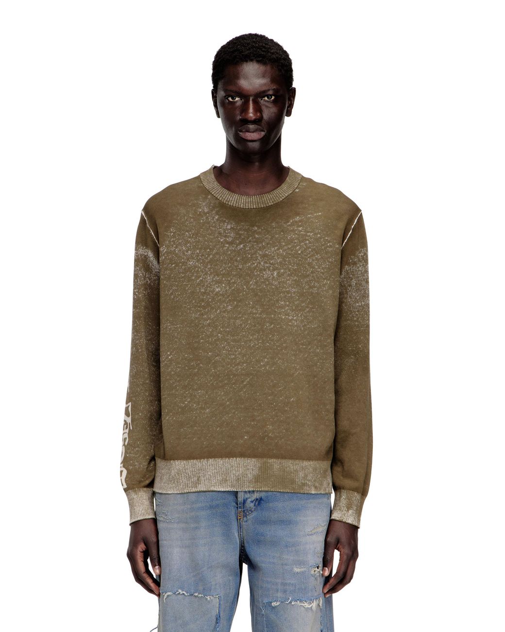 DIESEL Natural Faded Reverse-Print Jumper With Lettering for men