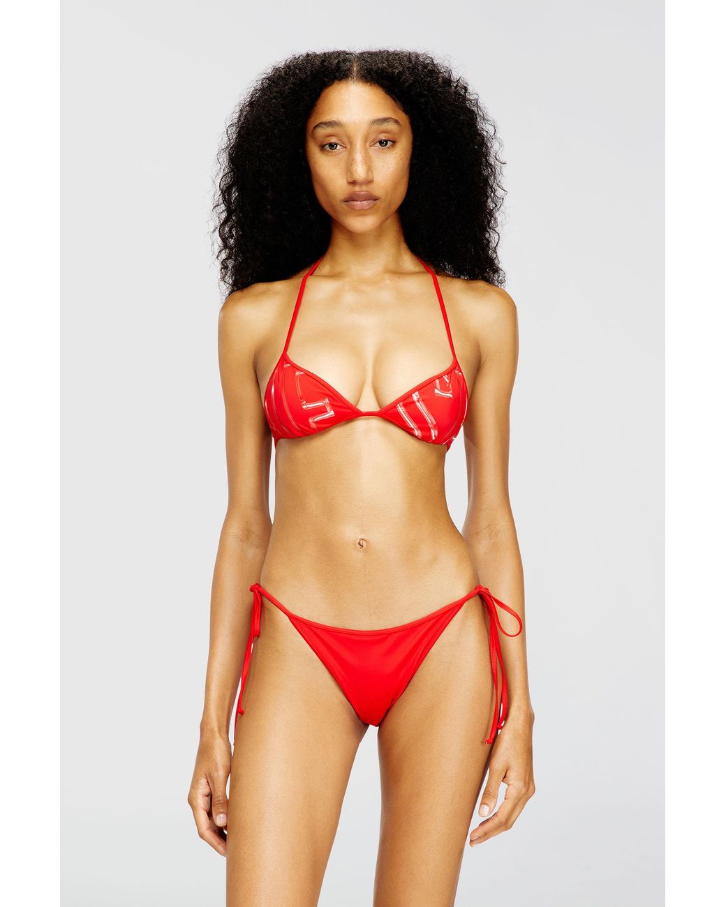 DIESEL Orange Bikini Top With Graphic Print