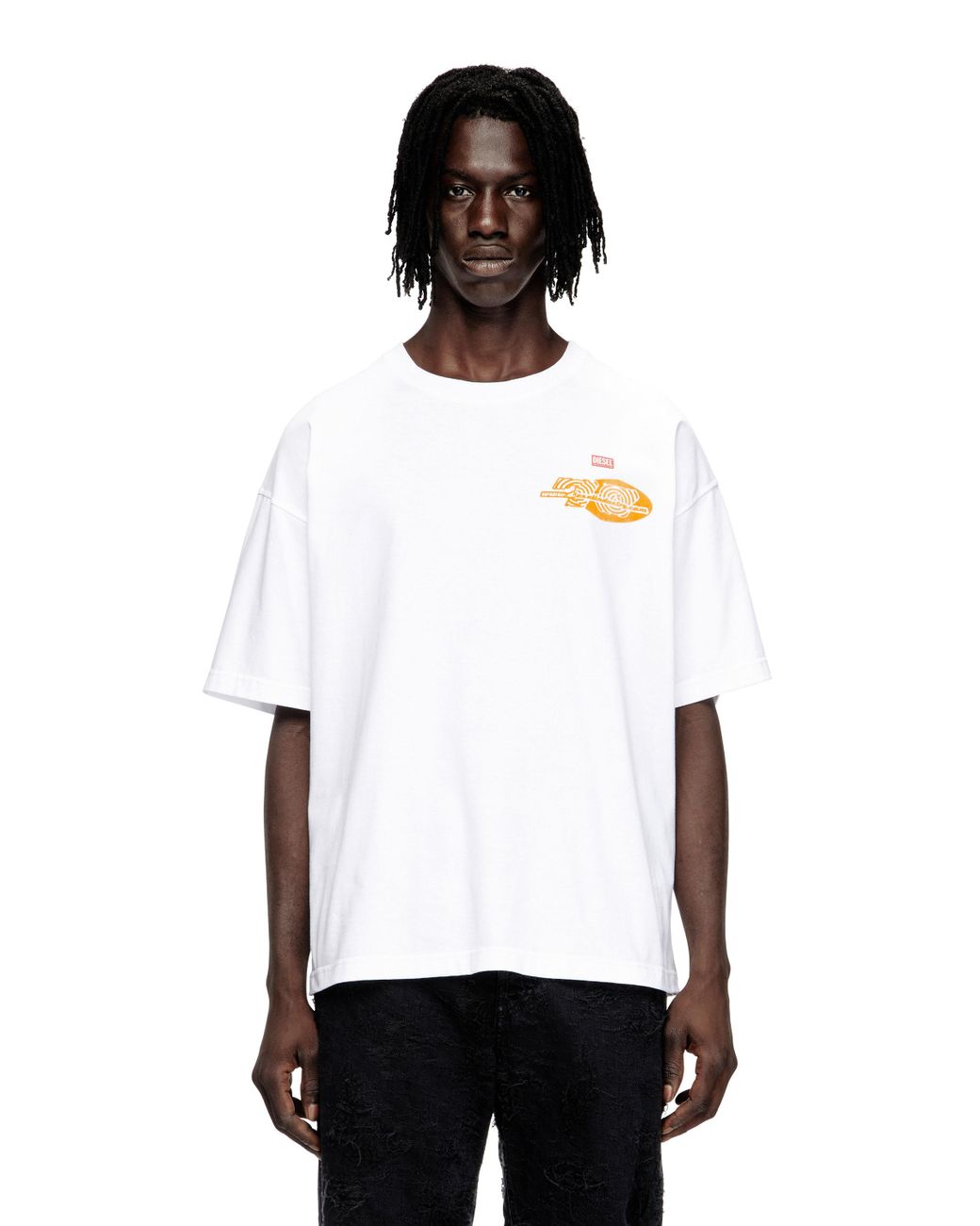 DIESEL White Cotton T-Shirt With Graphic Print for men