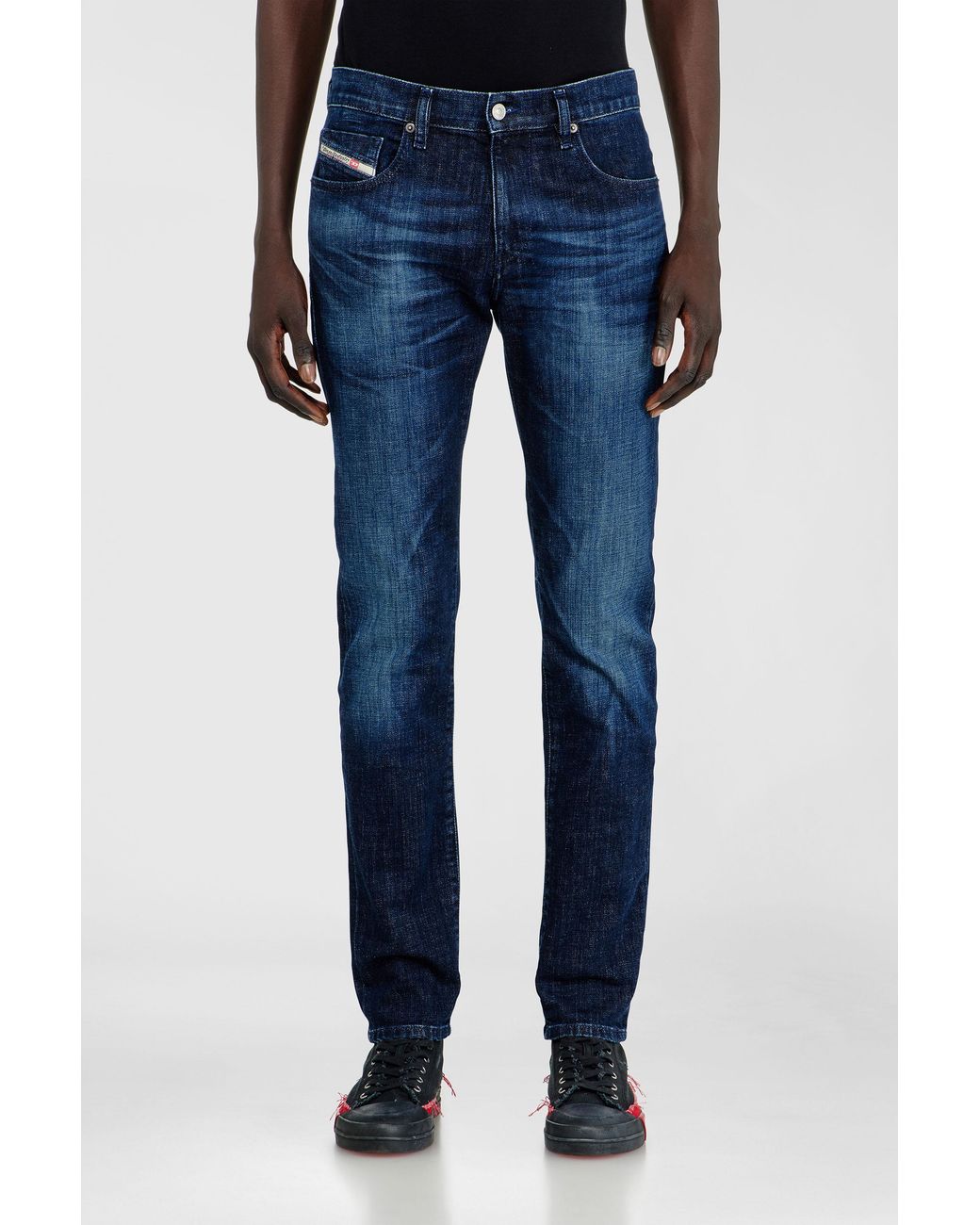 DIESEL Blue Slim Jeans Regular Waist 2019 D-Strukt, Dark, Zip Fly for men