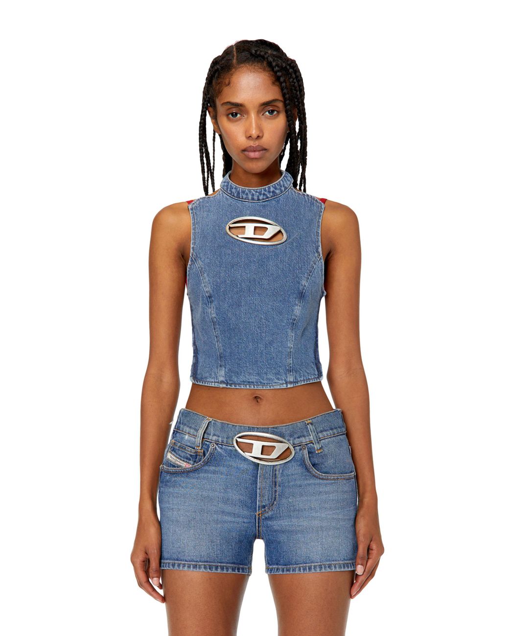 DIESEL Openback Top With Cutout Metal D Logo in Blue Lyst