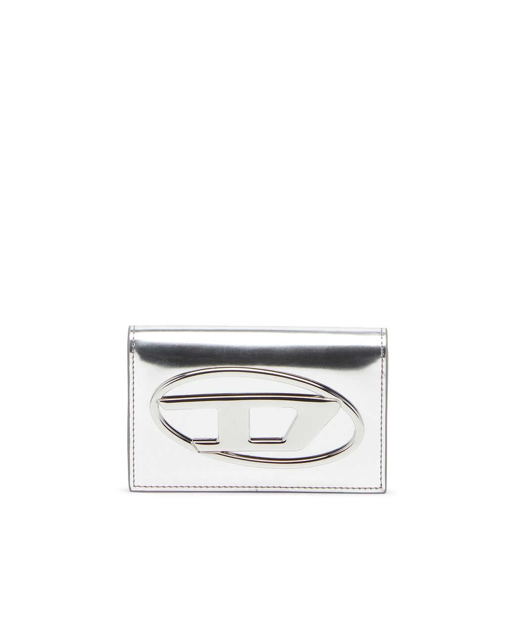 DIESEL White Metallischer Lederkartenhalter