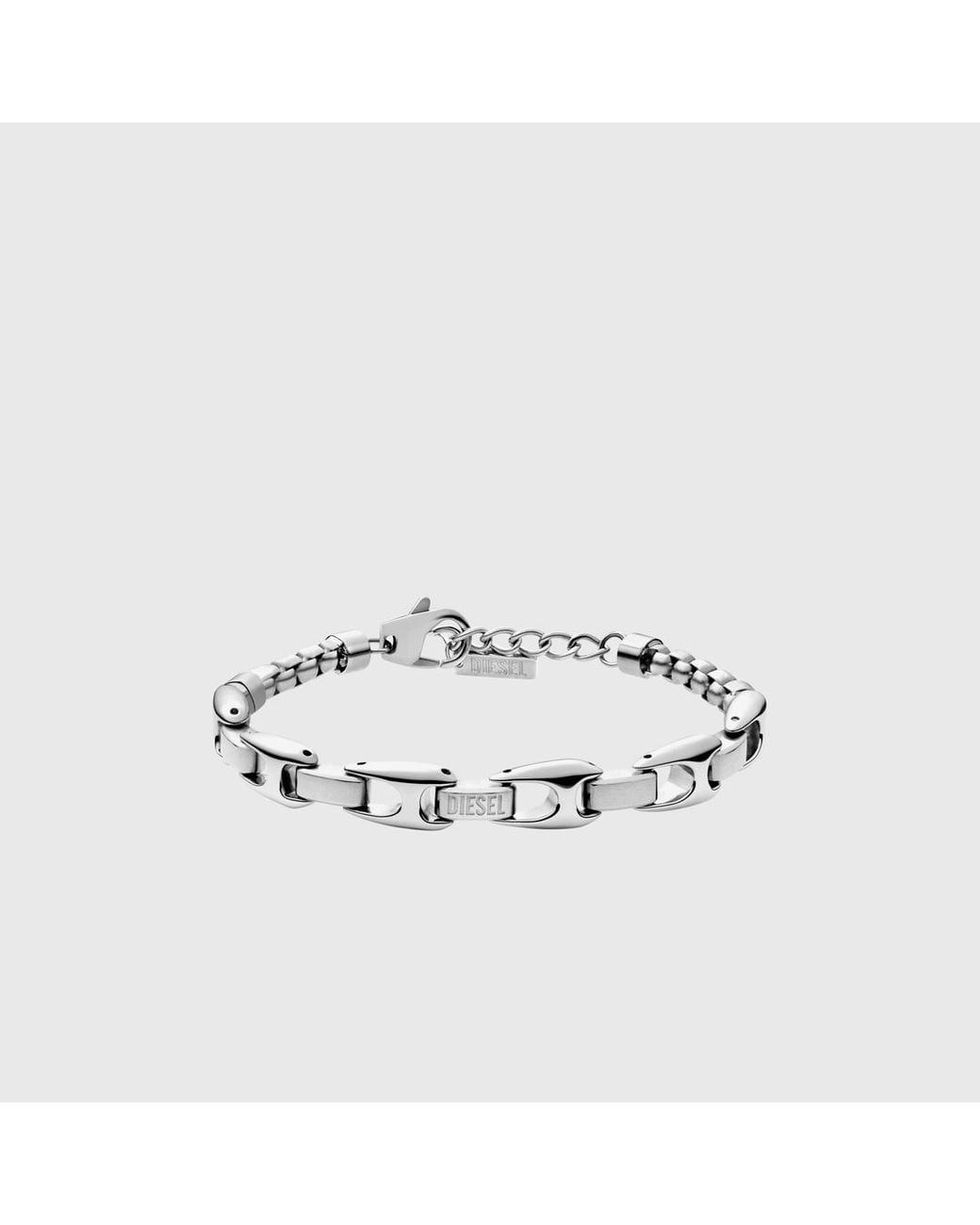 DIESEL White Stainless Steel Chain Bracelet