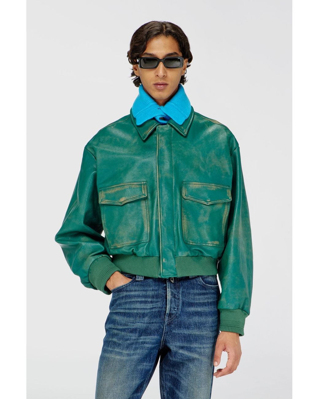 DIESEL Green Aviator Jacket for men