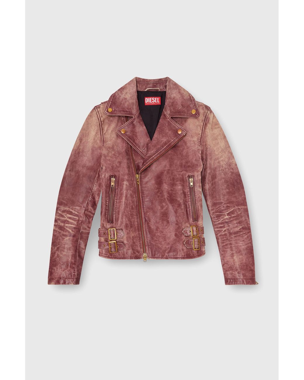 DIESEL Red Biker Jacket for men