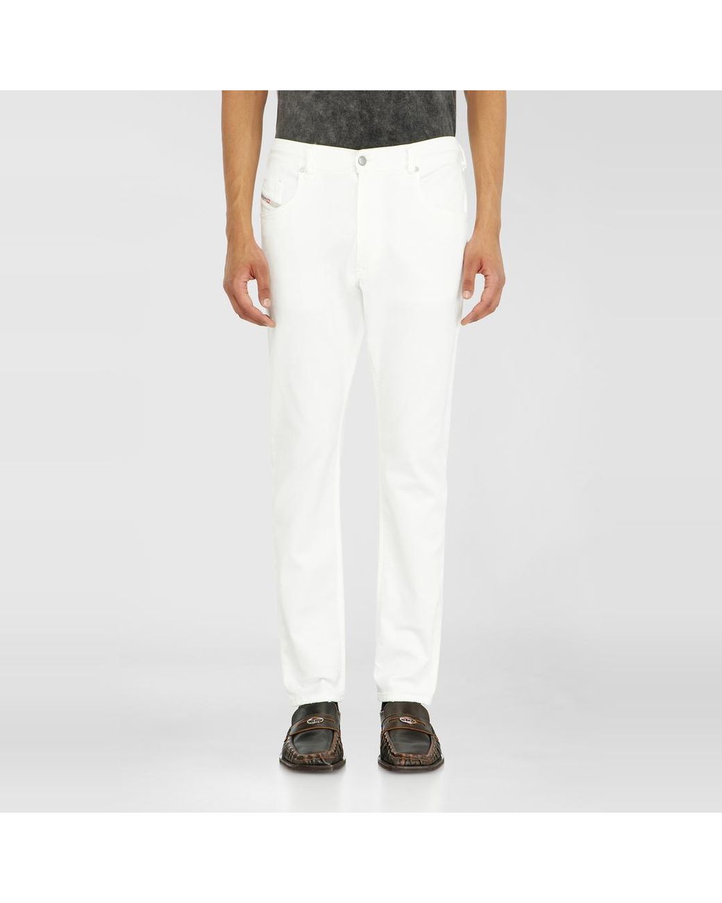 DIESEL White Regular Regular Waist 2032 D-Krooley-Bw Joggjeans, Elastic Waistband for men