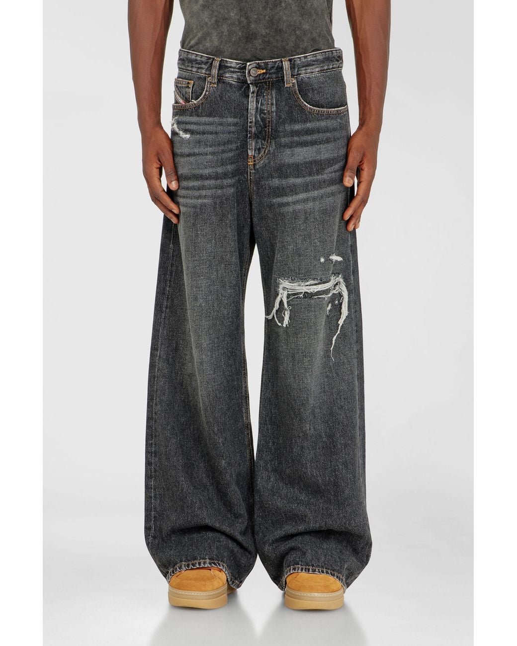 DIESEL Black Relaxed Jeans Low Waist D-Rise, /Dark, Button Fly for men