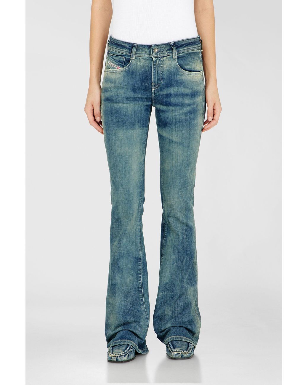 DIESEL Blue Bootcut Jeans Low Waist 1969 D-Ebbey, Medium, Zip Fly