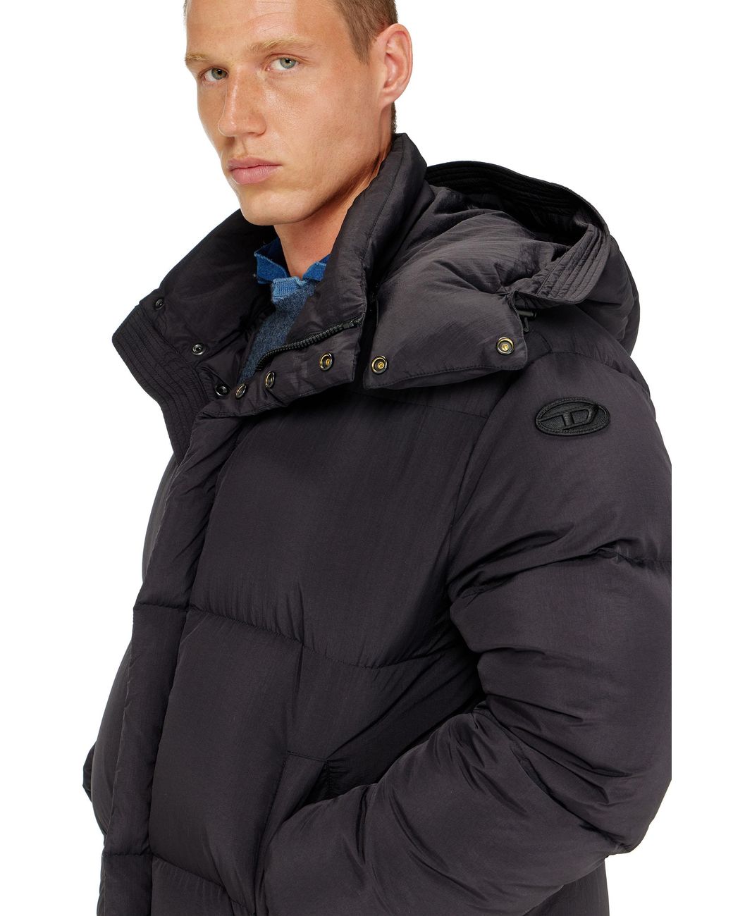 DIESEL Blue Quilted Down Jacket for men