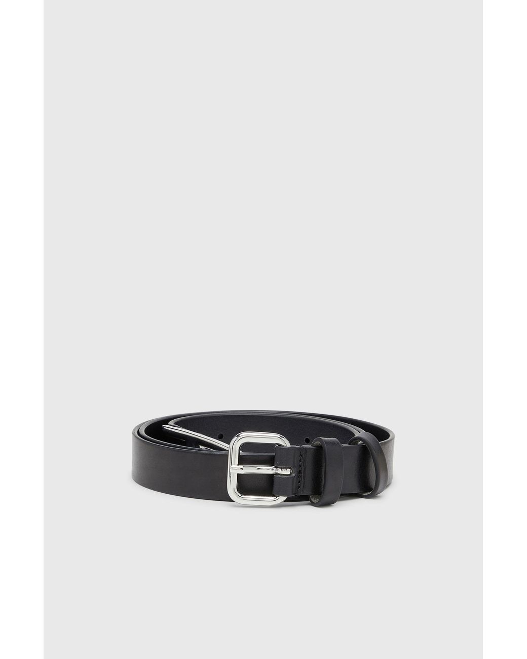 DIESEL Black 2.4 Cm Leather Belt With D Tip