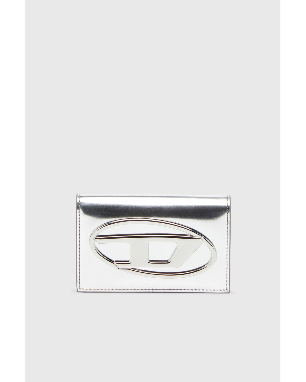 DIESEL White Metallic Leather Card Holder