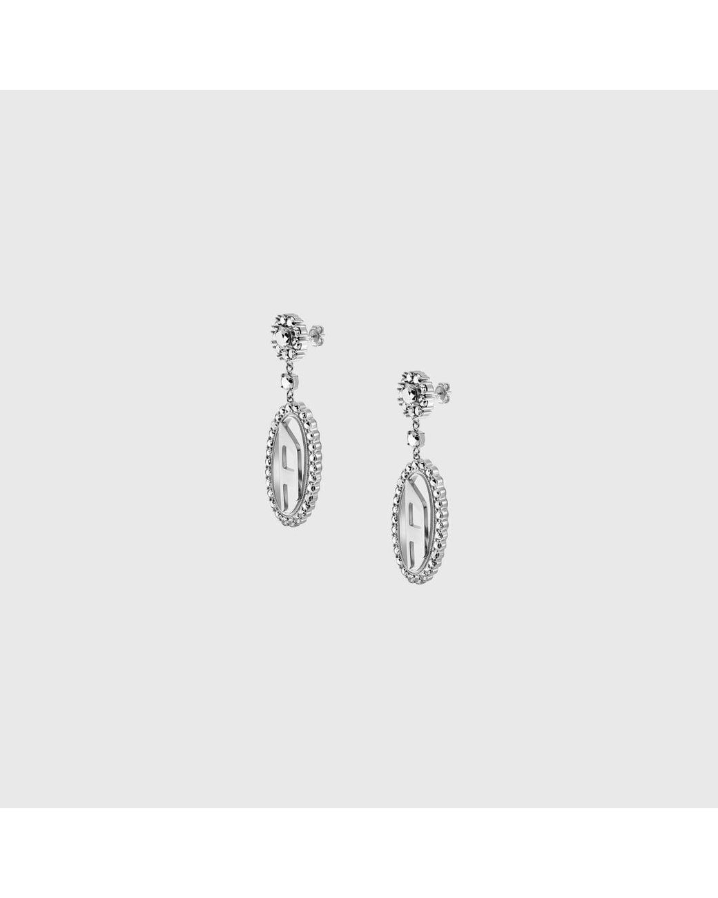 DIESEL Blue Stainless Steel Pave Drop Earrings
