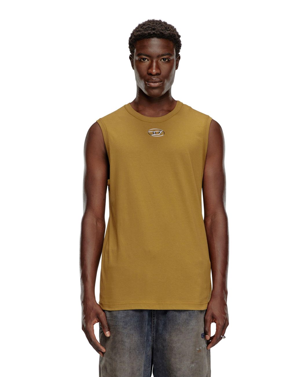 DIESEL Tank Top With Injection-Moulded Oval D in Black for Men