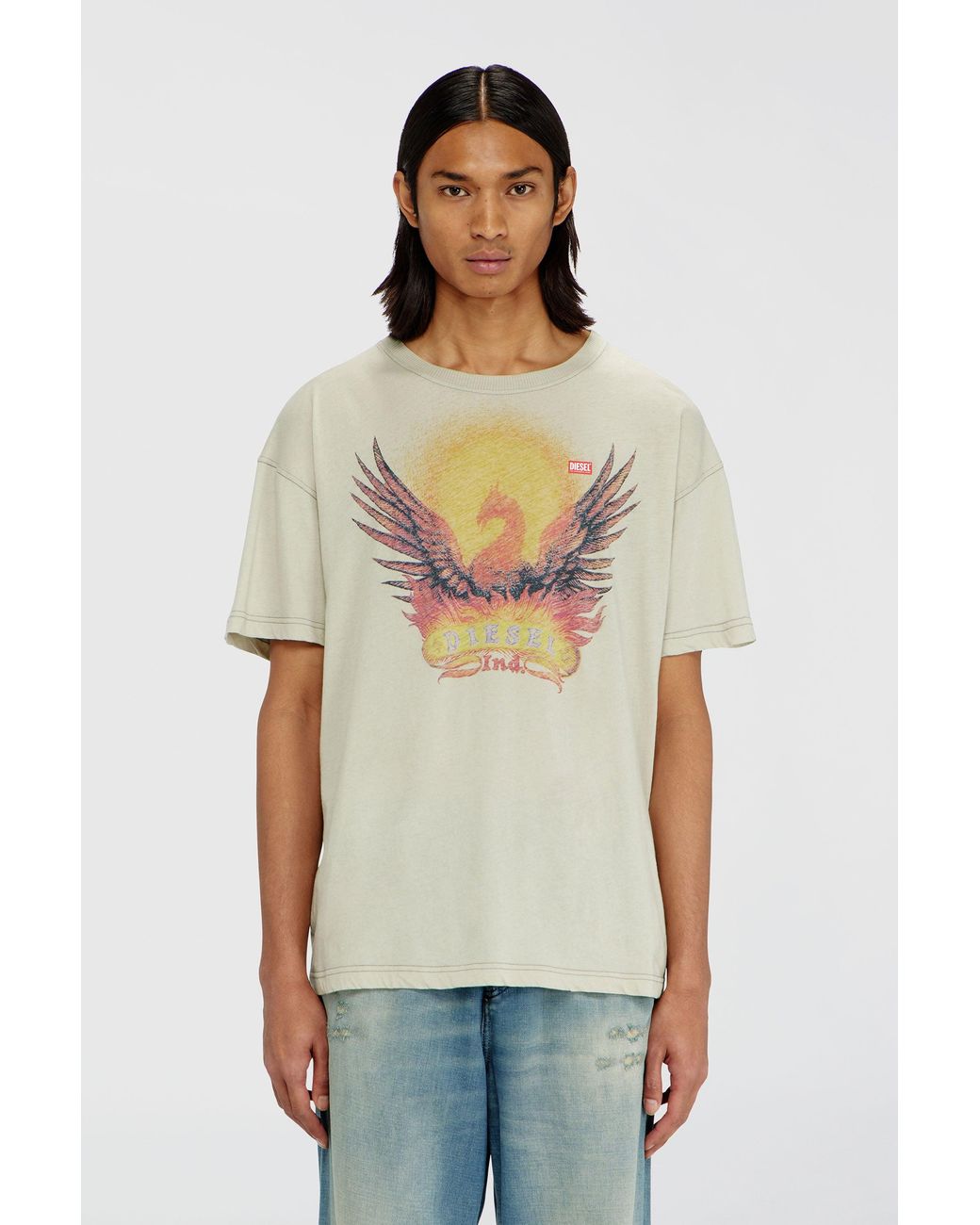 DIESEL Multicolor Regular T-Shirt With Phoenix Print for men