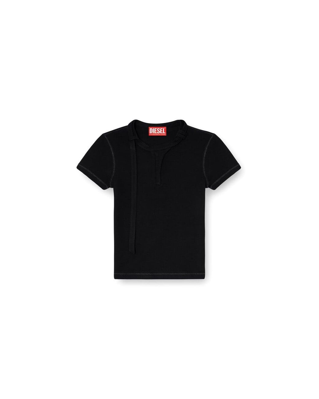 DIESEL Black Rib-Jersey Top With Biker Neck Strap