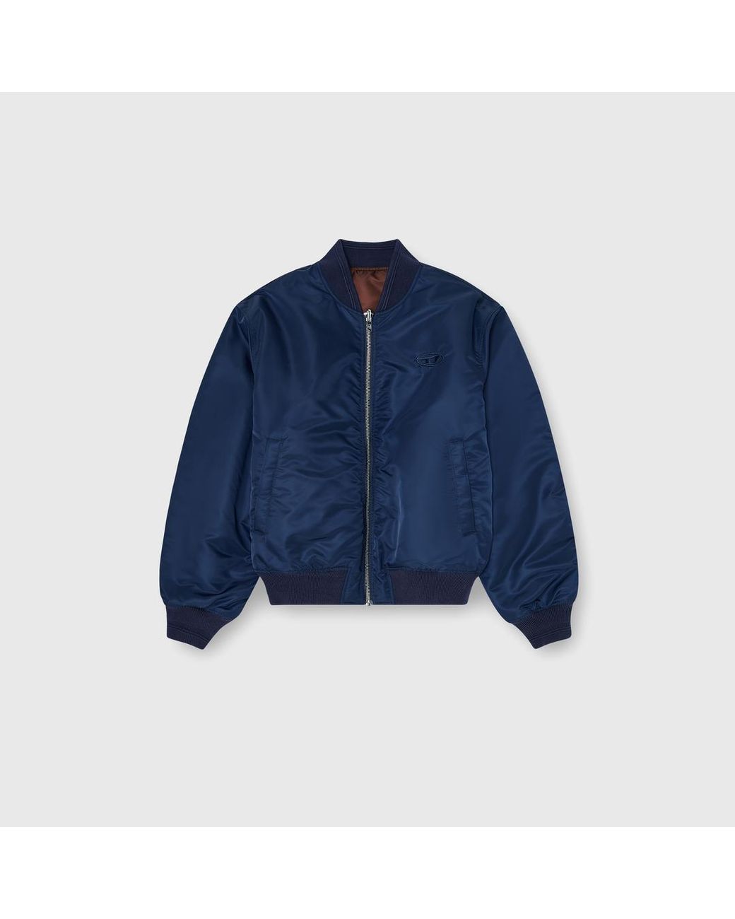 DIESEL Blue Padded Bomber Jacket With Oval D Embroidery for men