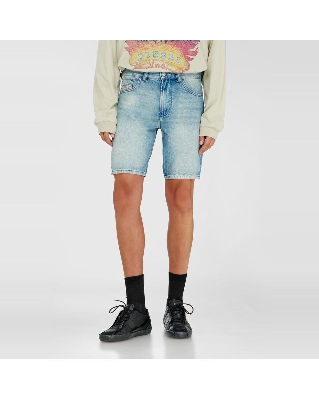 DIESEL Blue Slim Denim Shorts With Organic Cotton for men