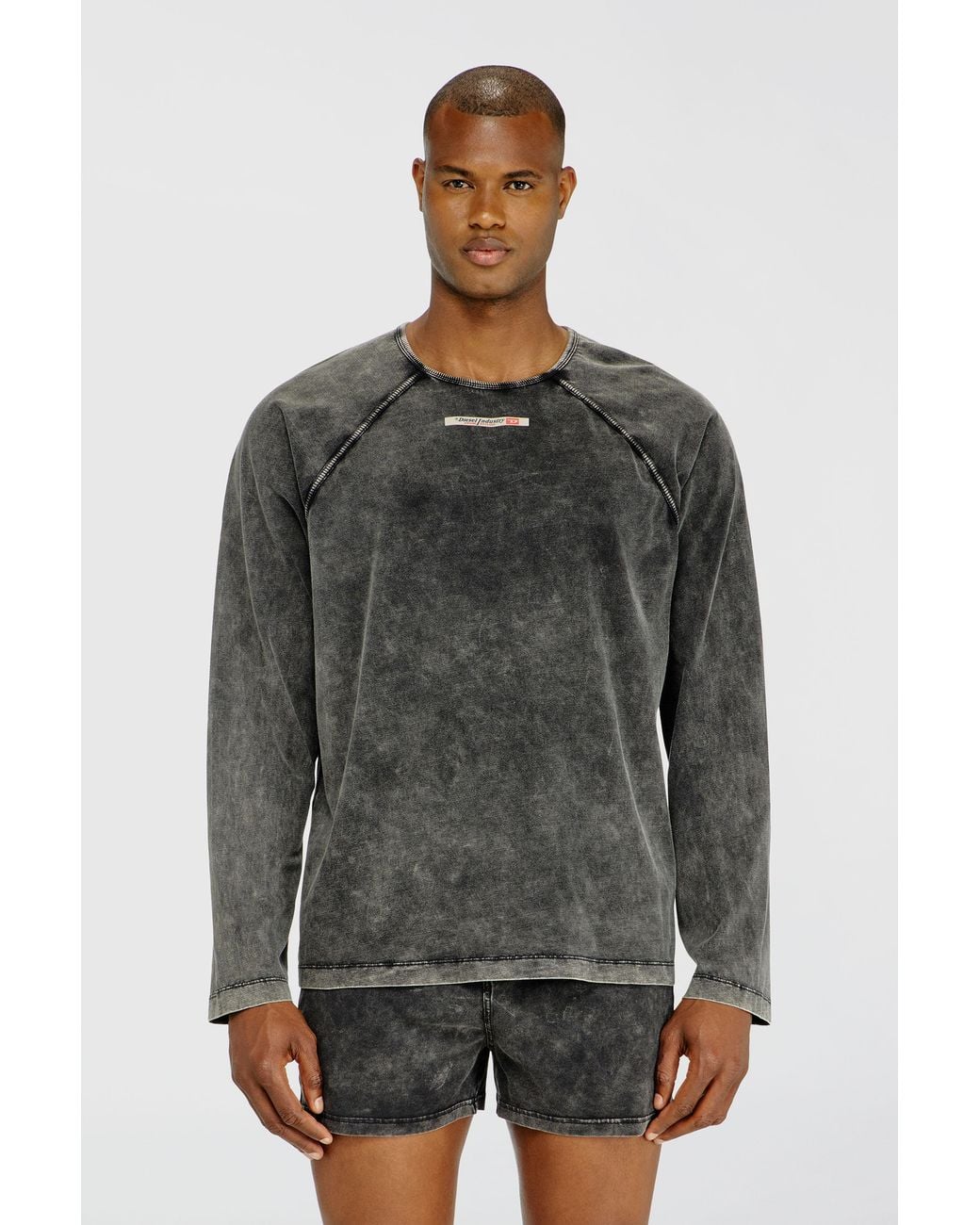 DIESEL Gray Cotton Pijama Top With Logo Patch for men