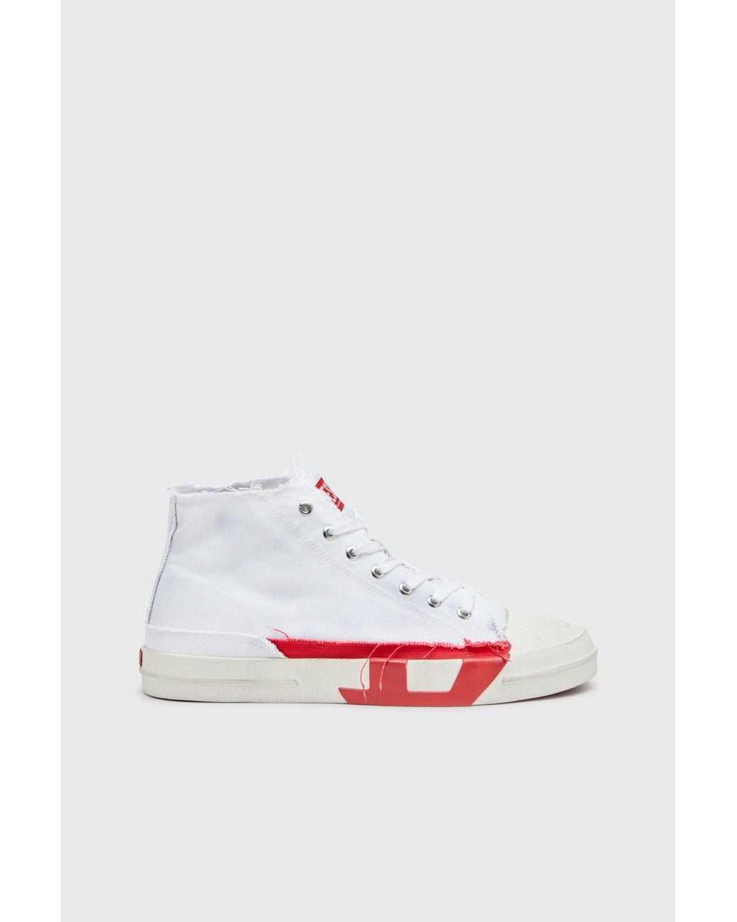 DIESEL White S-D-Verse-Dirty-Effect High-Top Canvas Sneakers for men