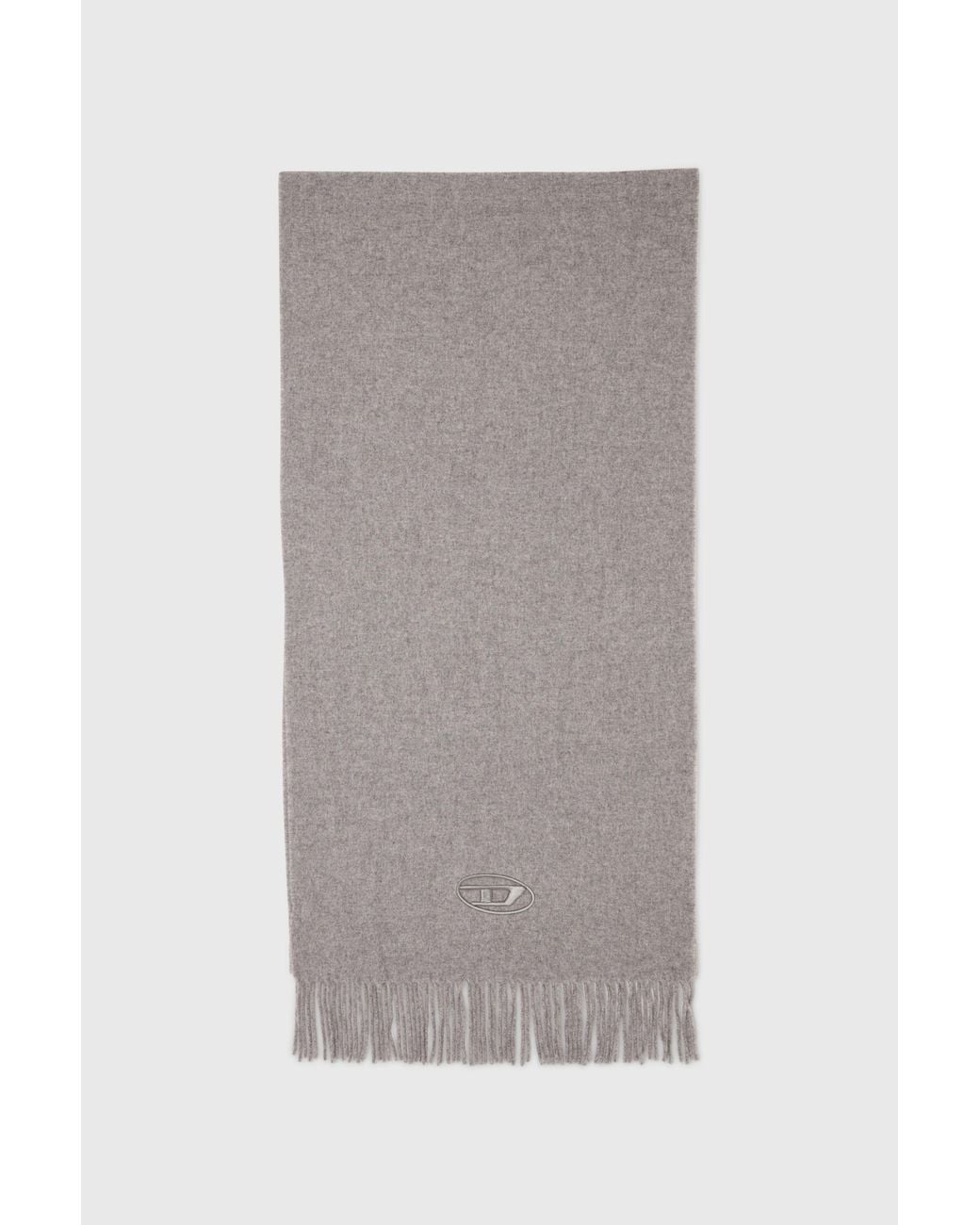 DIESEL Gray Wool-Blend Scarf With Fringed Edges