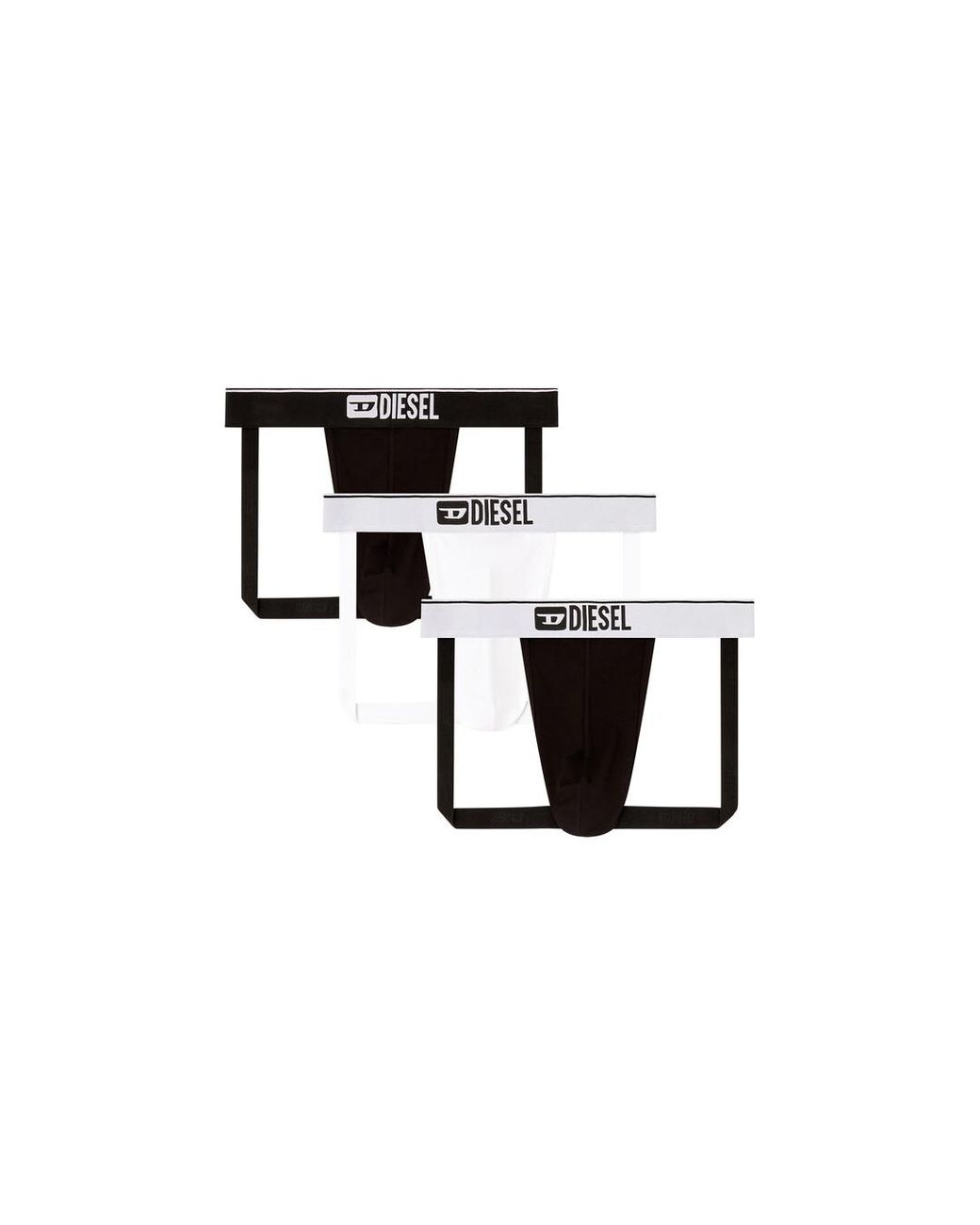 DIESEL White Three-Pack Jockstraps With Front Logo for men