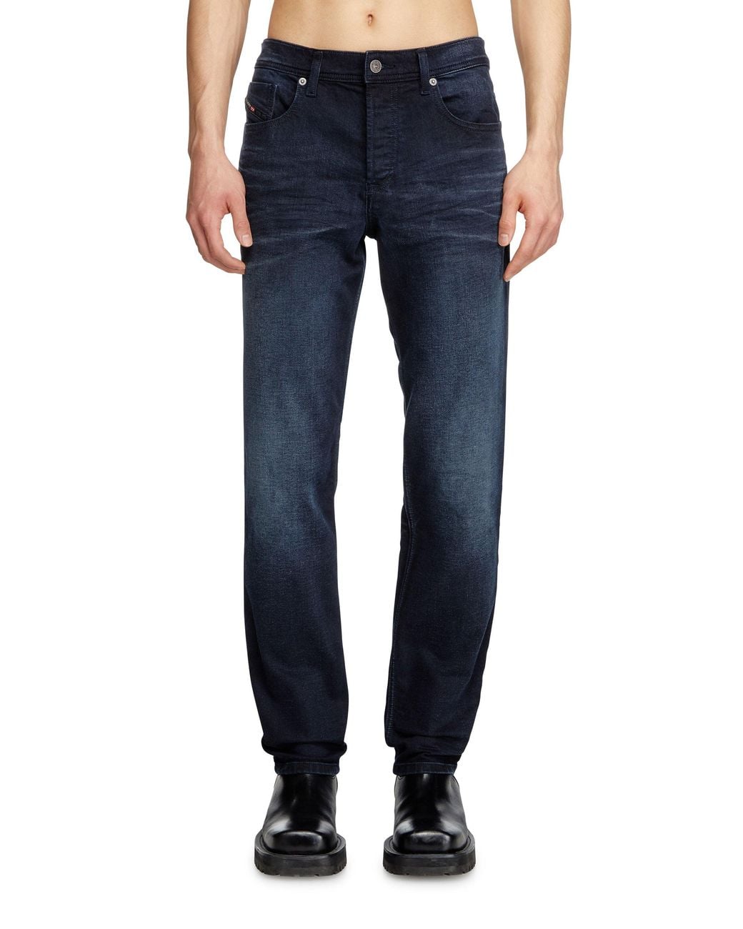 DIESEL Blue Regular Jeans Regular Waist 2023 D-Finitive, Dark, Button Fly for men