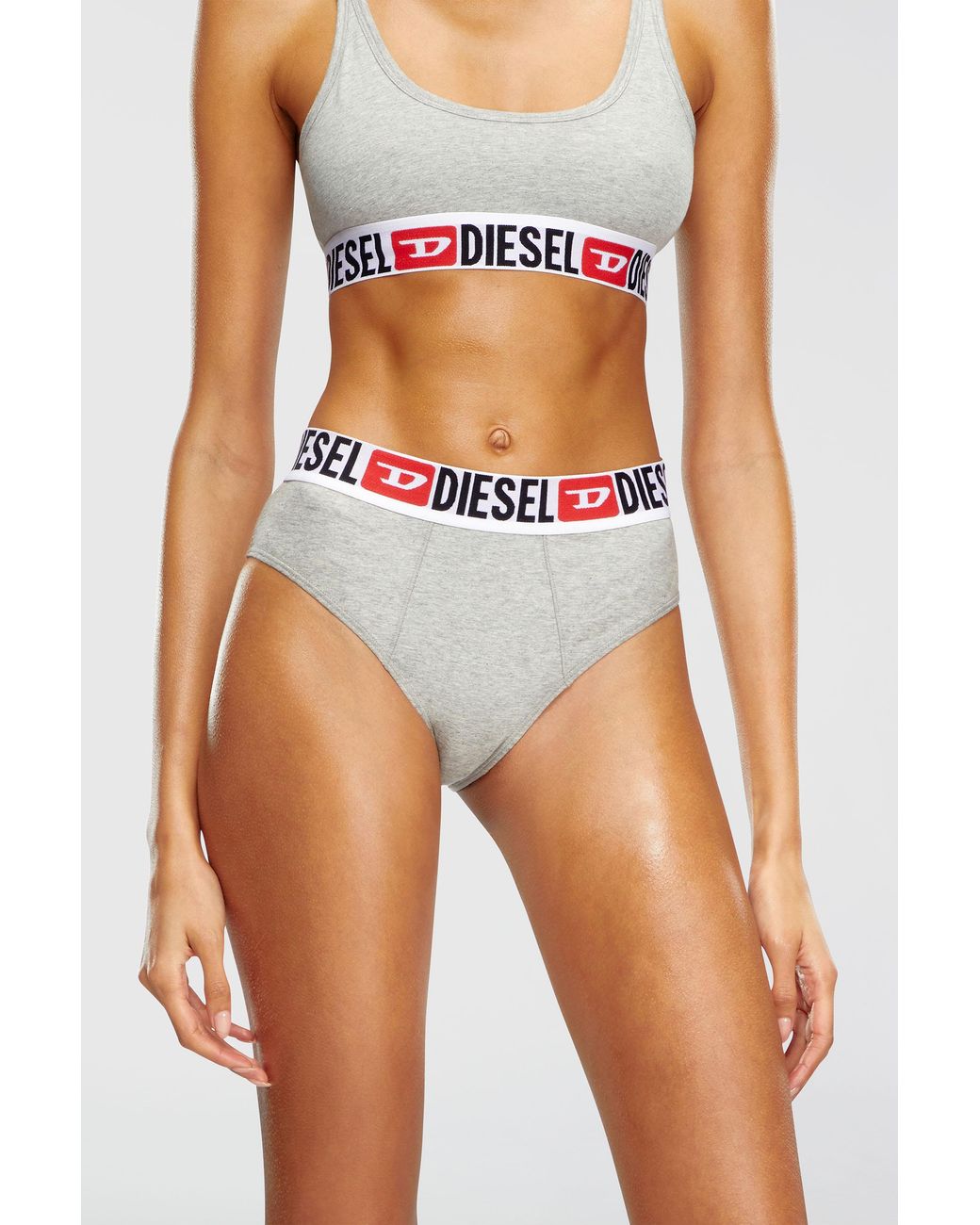 DIESEL Blue Three-Pack Ribbed High-Waisted Briefs