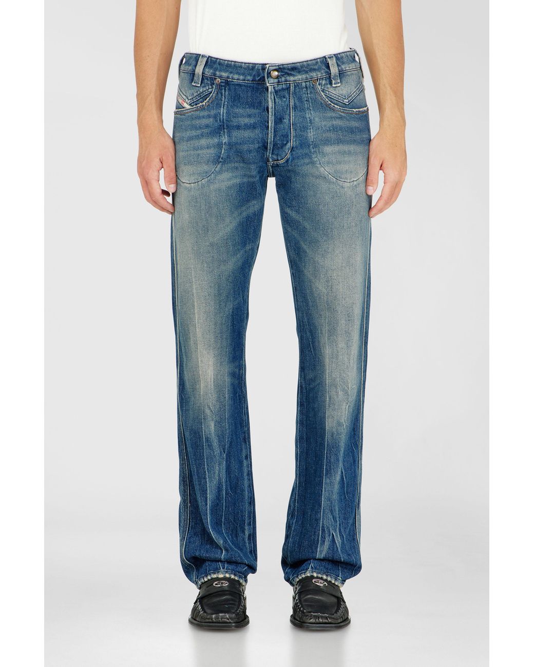 DIESEL Blue Regular Jeans Low Waist 1985 Larkee, Button Fly for men