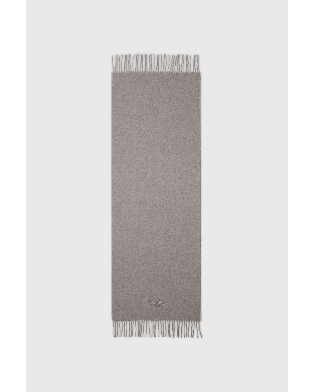 DIESEL Gray Wool-Blend Scarf With Fringed Edges