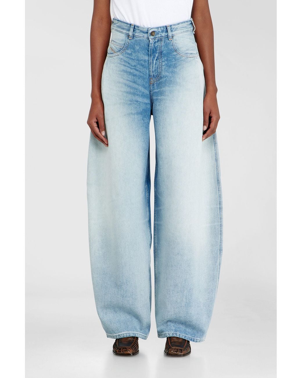 DIESEL Blue Relaxed Jeans High Waist 1987 D-Khelz, Light, Button Fly