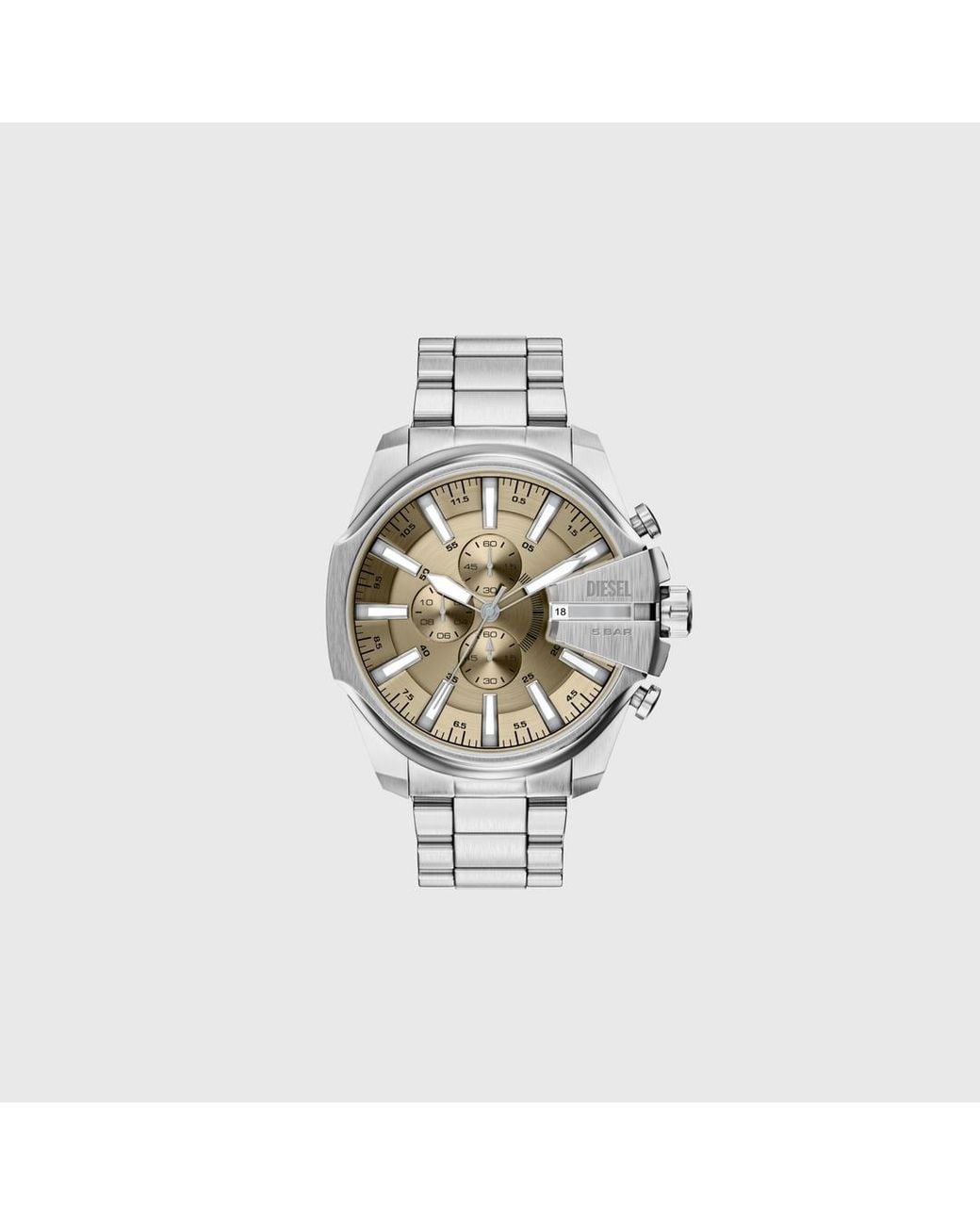 DIESEL Metallic Mega Chief Slim Chronograph Stainless Steel Watch for men