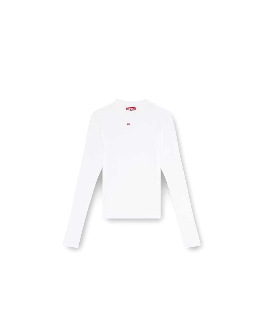 DIESEL White Ribbed Top With Mock Neck