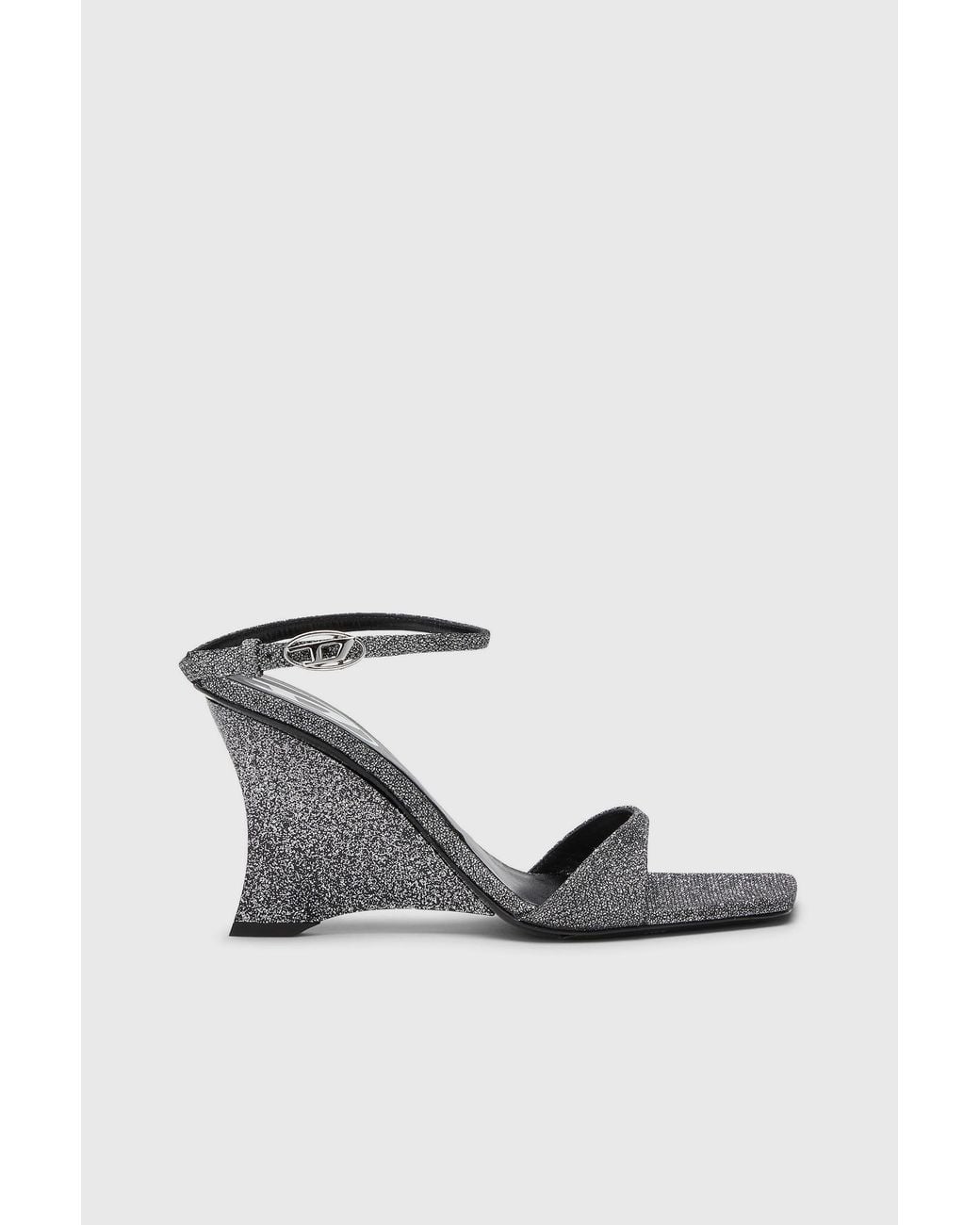 DIESEL White D-Amber-Wedge Sandals