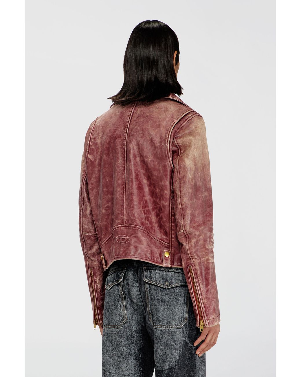 DIESEL Red Biker Jacket for men