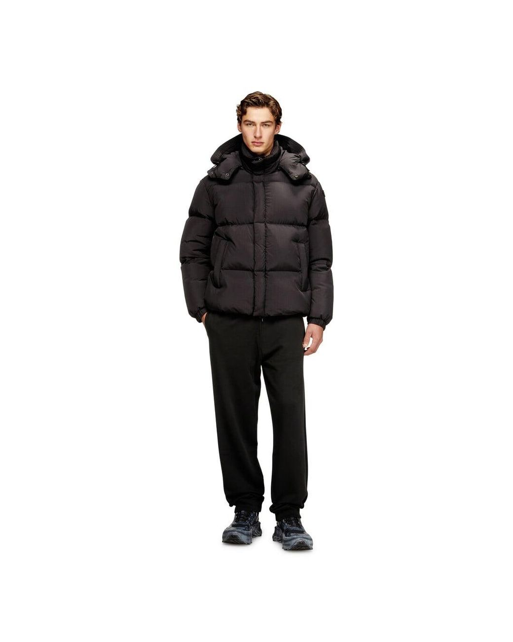 DIESEL Blue Quilted Down Jacket for men