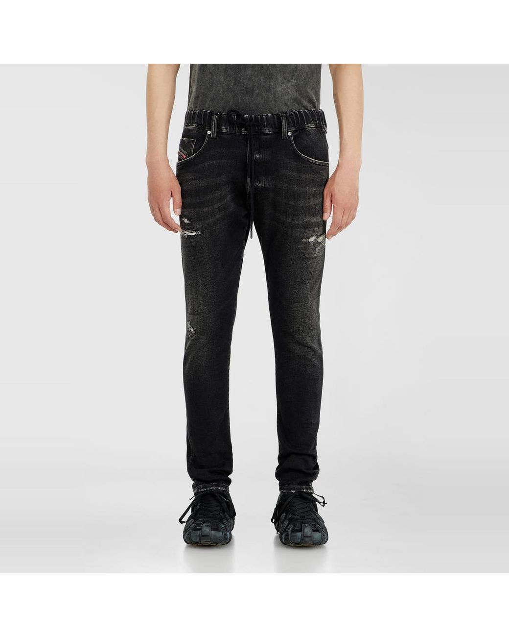 DIESEL Black Regular Regular Waist 2030 D-Krooley Joggjeans, /Dark, Elastic Waistband for men