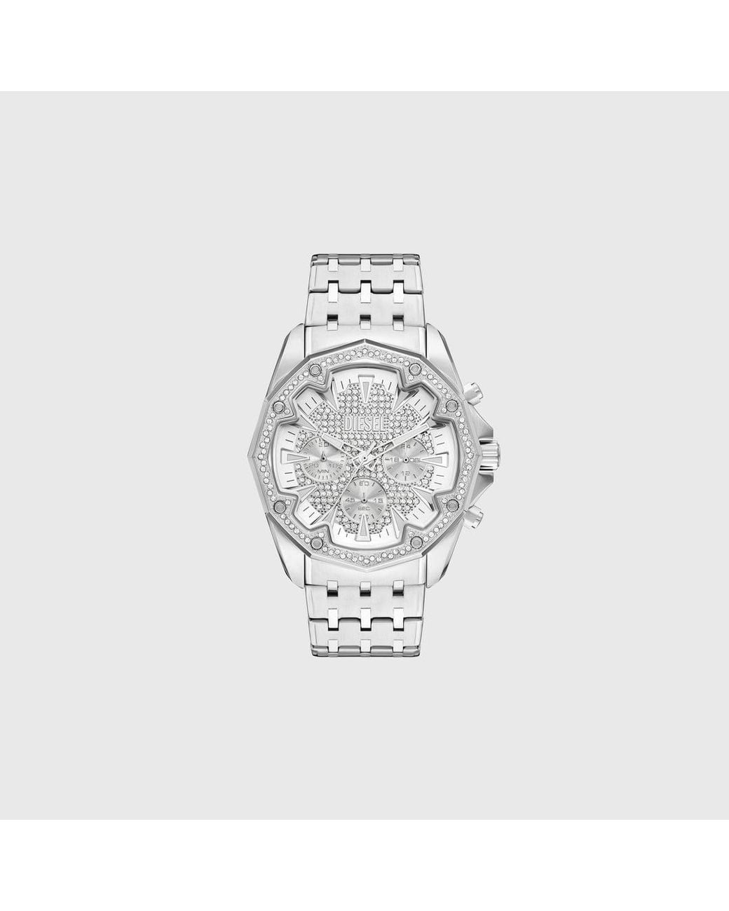 DIESEL Metallic Stinger Pavé Stainless Steel Watch for men