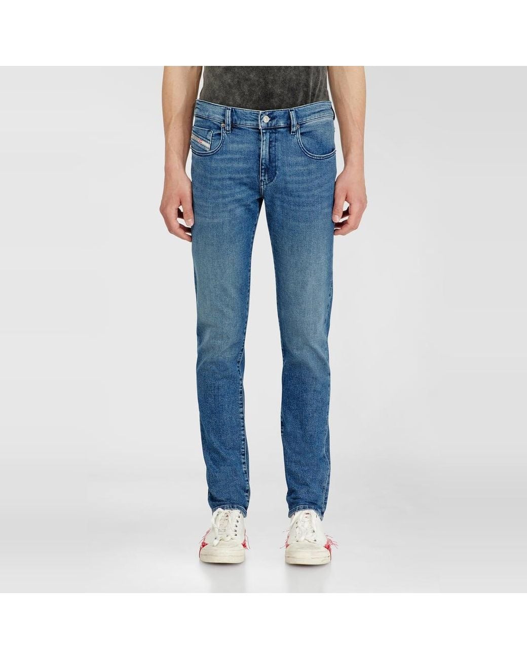 DIESEL Blue Slim Jeans Regular Waist 2019 D-Strukt, Medium, Zip Fly for men