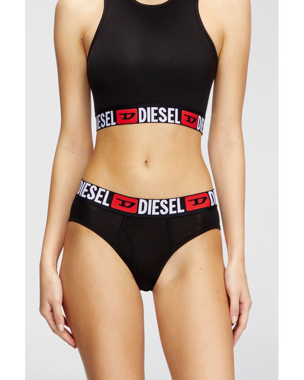 DIESEL Black Three-Pack Briefs With Maxi-Logo Waist