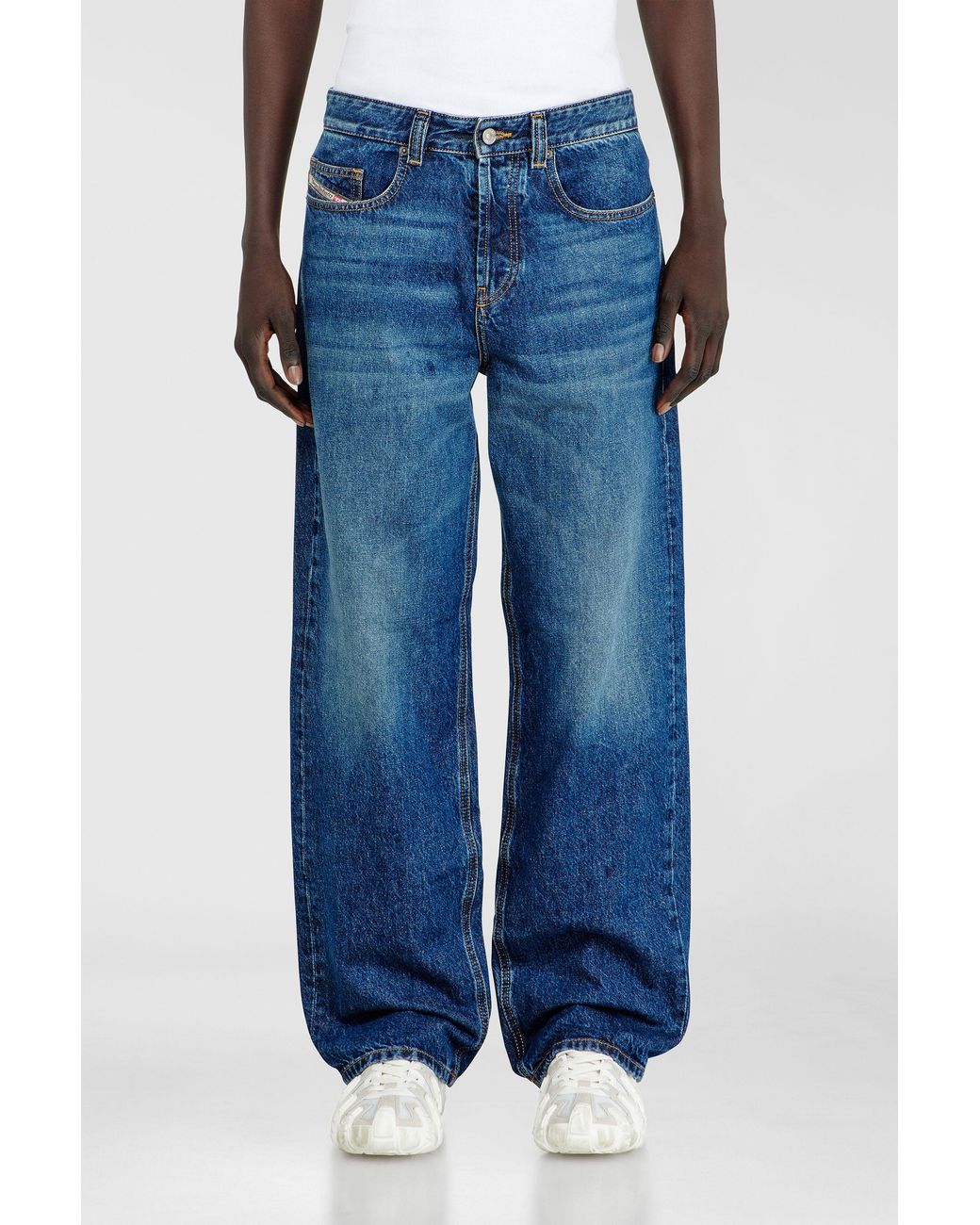 DIESEL Blue Relaxed Jeans Low Waist 2001 D-Macro, Medium, Button Fly for men