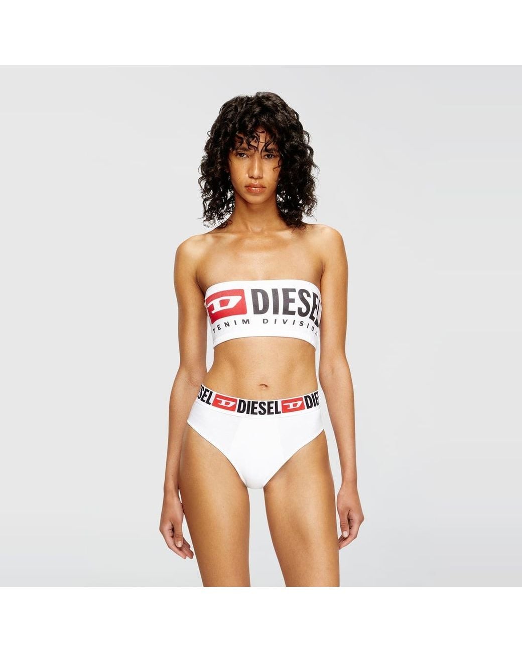 DIESEL White Bandeau Bra With Logo